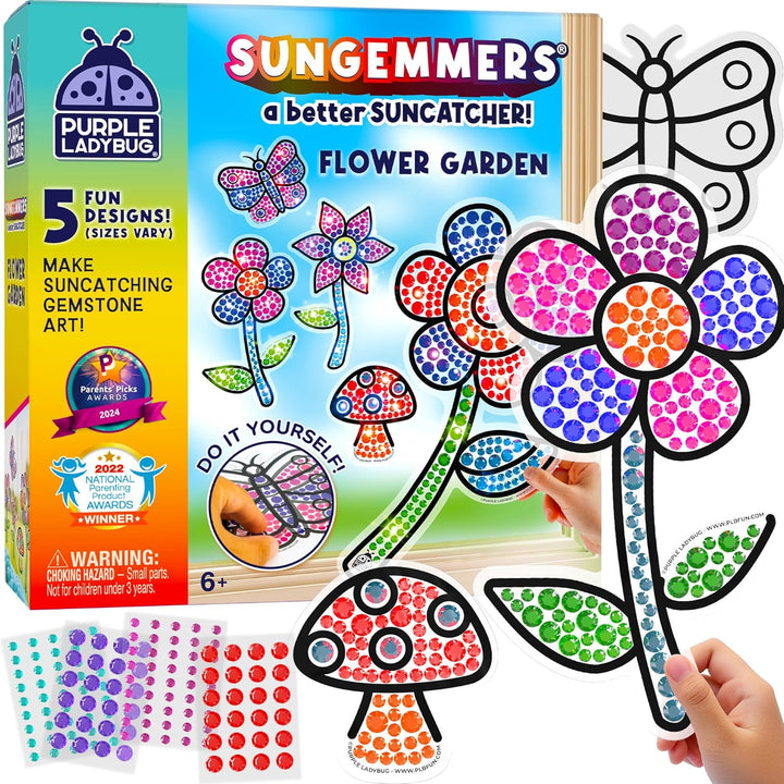 SUNGEMMERS Window Gem Art Suncatcher Kits - Summer Activities for Kids, Birthday Gifts for Girls & Boys, Crafts for Ages 4-10, Fun DIY Art Kit for Kids 6-12