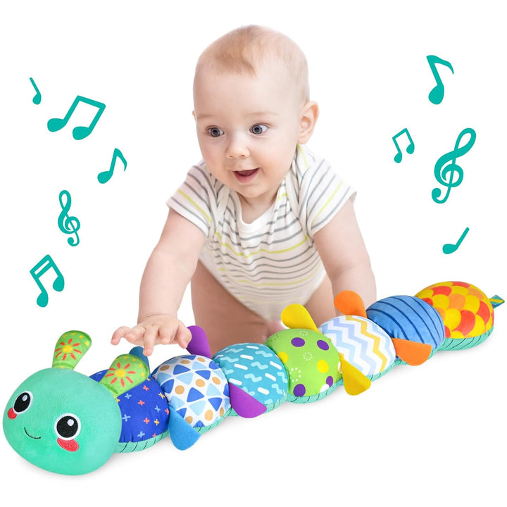 Baby Toys 0-6 6-12 Months, Sensory Music Animal Stuffed Toy for 0 1 2 3 4 5 6+ Months, Plush Toy with Crinkle and Rattles for Infant Newborn, Tummy Time Toys Gifts for 0-3-6-12 Month