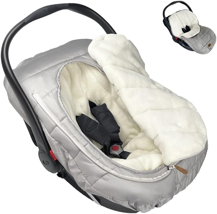 Car Seat Cover+Carseat Bunting Bag Intergrated into 1,Waterproof Anti-Cold Winter Bassinet Stroller Car Seat Sleeping Bag for Infant,0-12M