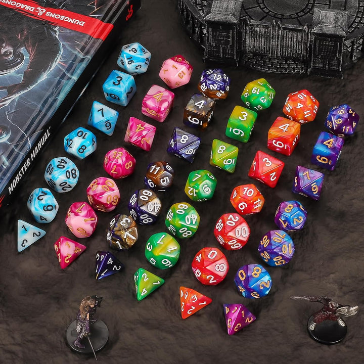 Polyhedral Dice - 8PCS Mystery Dice Set, Various Styles, Random D&D Dice Patterns & Dice Bag, DND Gifts, Suitable for Dungeons and Dragons, RPG, Mtg,Role Playing Table Game
