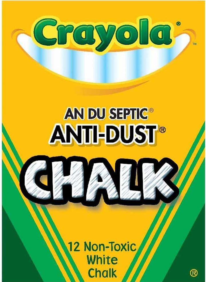 Non-Toxic White Chalk(12 Ct Box)And Colored Chalk(12 Ct Box) Bundle