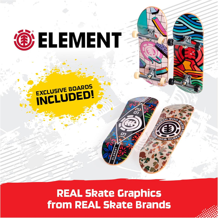, Ultra DLX Fingerboard 4-Pack, Element Skateboards, Collectible and Customizable Mini Skateboards, Kids Toy for Ages 6 and Up
