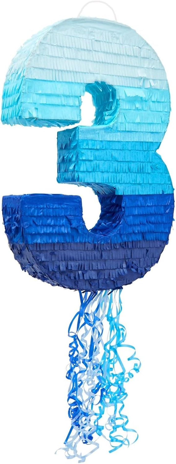 Number 4 Pull String Pinata for Boys 4Th Birthday Party Decorations - Ombre Blue (16.5 X 12 X 3 in 4 Pinata)