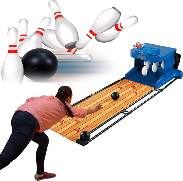 Electronic Bowling Alley Game, Foldable Indoor Family Game Bowling Game, with LED Electronic Scoreboard and Automatic Reset Function, for Children and Adults Interactive Game,2M/6Ft