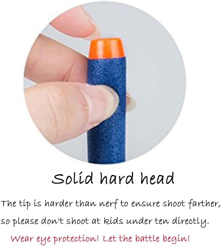 200 Nerf Compatible Dart Bullets, Blue & Orange, Cylindrical, Round, Close Quarters Battles (CQB), Airsoft, Plastic, EVA Foam, 5.31 Inches X 2 Inches