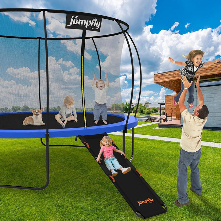 Trampoline Slide Ladder Universal Trampoline Ladder with Handles Strong Tear Resistant Fabric Trampoline Accessories for Kids Toddler Climb up & Slide Down, Orange