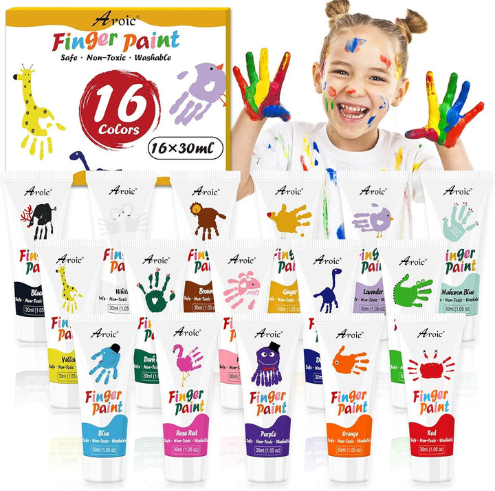 8PCS Washable Finger Paint for Kids, Non-Toxic Finger Paints 8Colors, Art Supplies for Toddlers, Painting Supplies for Kids Boys Girls Gifts, Hand Paint DIY Crafts