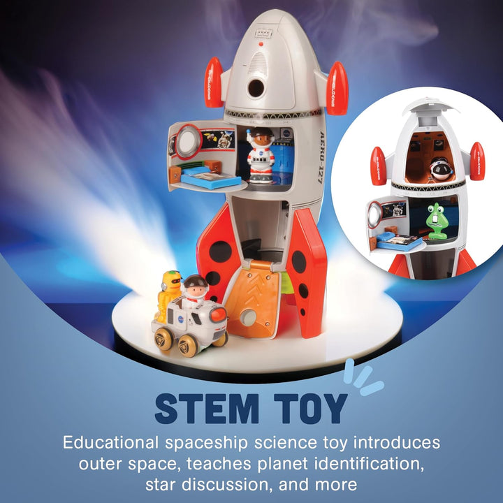 Space Mission Rocket Ship Toy, Includes Astronaut Figurines, Aliens and Vehicle, Space Gifts, STEM Toddler Toys for Kids 3 Years and Older, 16.7"