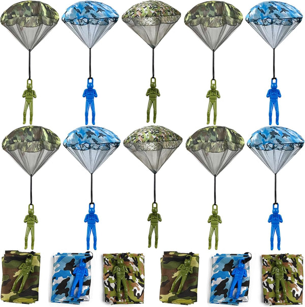15PCS Army Camo Parachute Toys for Kids Hand Throwing Outdoor Games, Army Men Action Figures Tangle Free Throwing Parachute outside Toys Gifts for Kid Ages 3-16