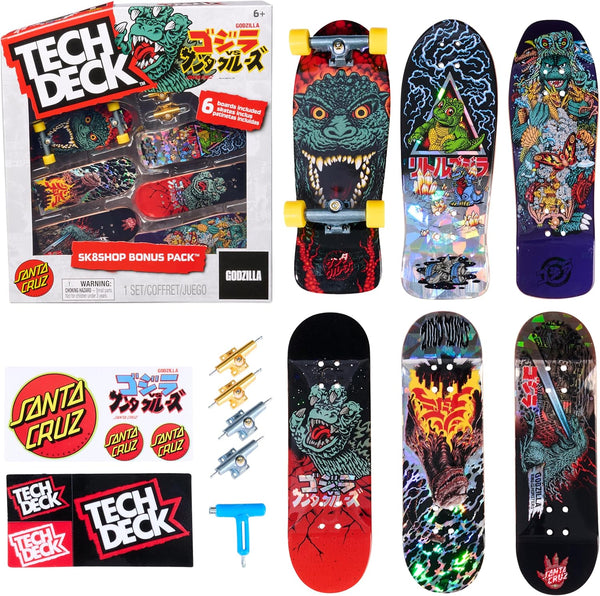 , Godzilla Sk8Shop Fingerboard Bonus Pack, Collectible and Customizable Mini Skateboards, Kids Toys for Ages 6 and Up