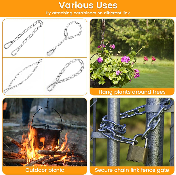 2 Pack 30 Inch Heavy Duty Chains for Swing, 440LB Hanging Chair Chain with 5/16 Thick Clasps, Adjustable Stainless Steel Chain Extension for Porch Tree Swing Hammock Chair Boxing Bag Yoga Gym