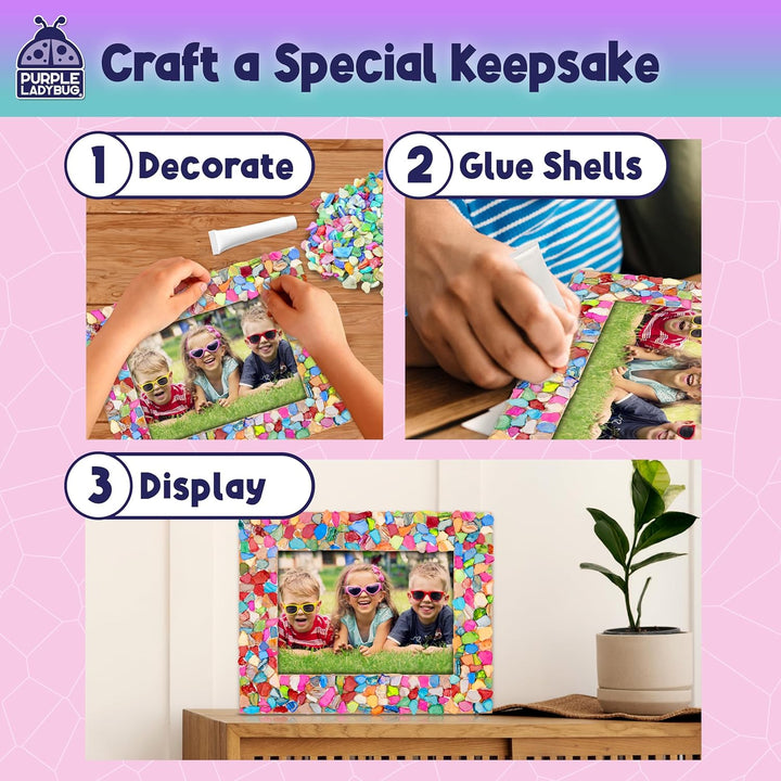 DIY Mosaic Photo Frame Craft Kit - Summer Activities for Kids & Teens, Arts & Crafts for Girls 8-12, Birthday Gift for Girls, Fun Craft for Kids Ages 6-12