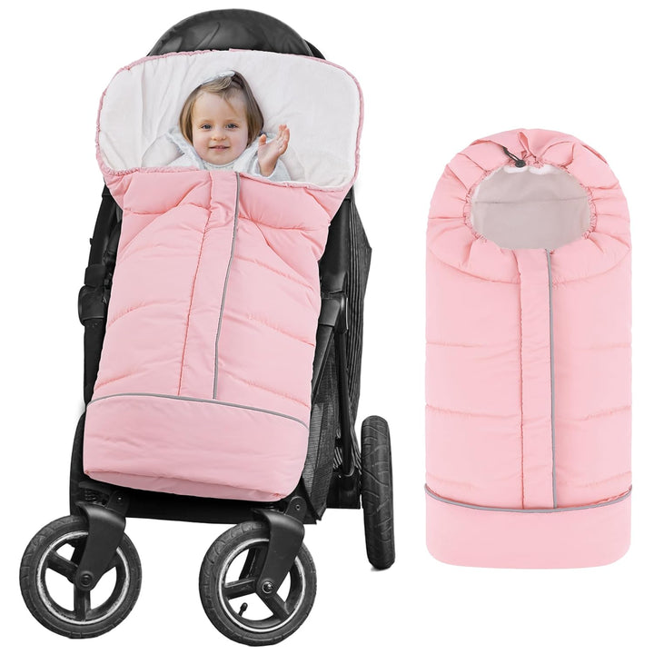 Stroller Cover for Winter, Toddler Stroller Footmuff Universal for Most Stroller, Water Resistant Warm Coral Baby Stroller Bunting Sleeping Bag Blue