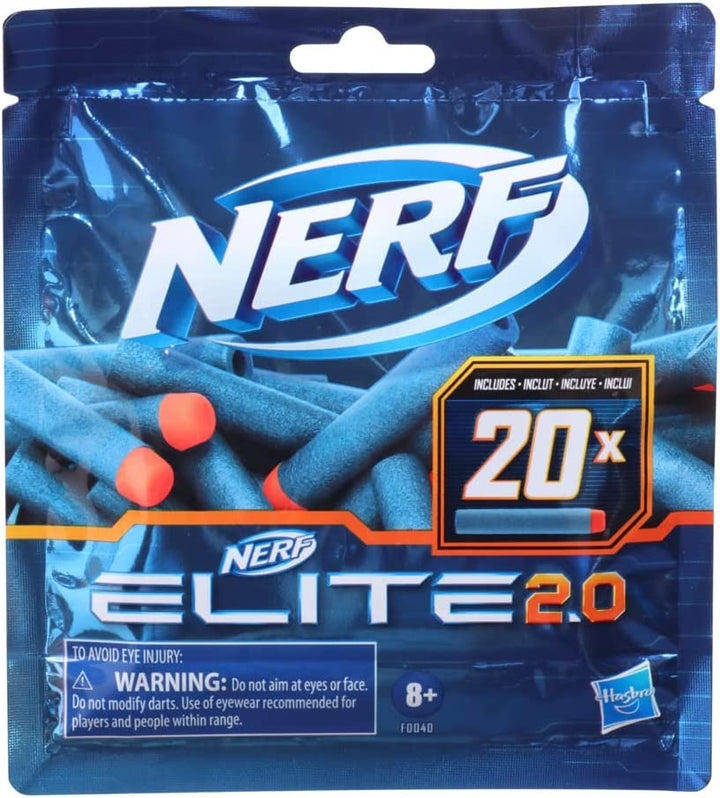 Elite 2.0 20-Dart Refill Pack, 20 Official  Elite 2.0 Foam Darts, Compatible with All  Blasters That Use Elite Darts, Kids Stocking Stuffers