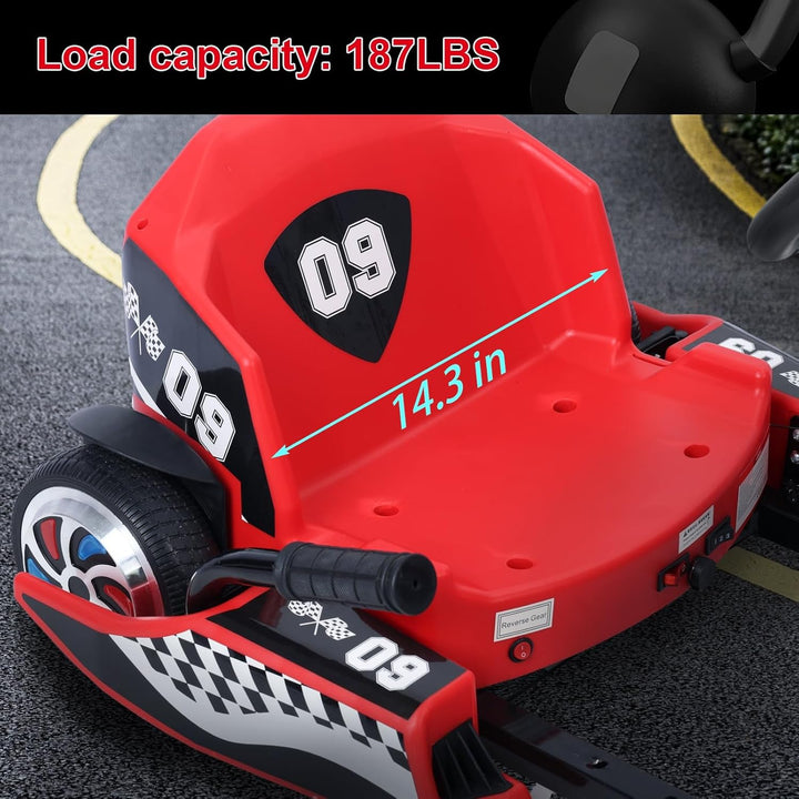 Electric Go Kart 36V, 32"-44" Adjustable Seat Length Drifting Kart for Growing Kids, 350W Motor Ride-On Toy for Ages 8-12, for Riders up to 187 Lbs Red