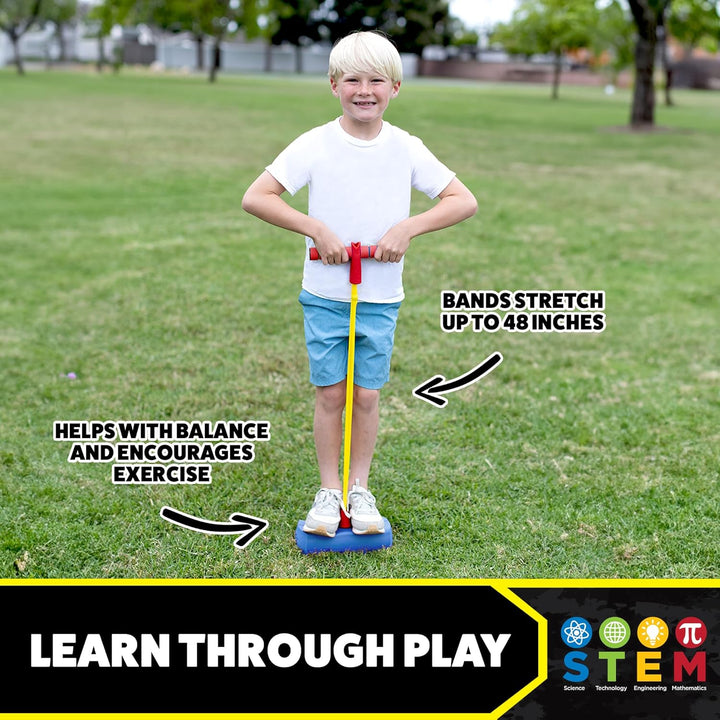 Dueling Stomp Hopper - Jump, Bounce & Squeak Foam POGO Jumper for Kids - Toddler Pogo Stick with Soft Grips & Stretchy Bands - STEM Indoor & Outdoor Toys for 3-5 Year Olds