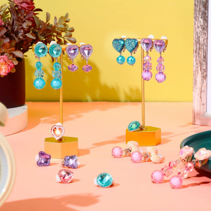 9 Pairs Girls Clip on Earrings Pretend Princess Play Earrings Jewelry Set (Lovely Colors)