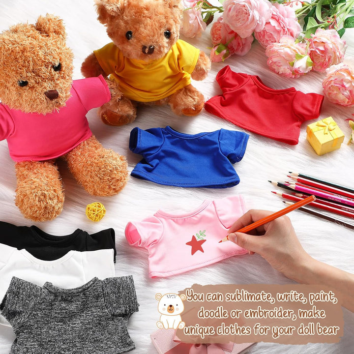 8 Pcs Sublimation Stffed Animal Tshirt for 8-12 Inch Plush Bear 8 Colors Stuffed Bear Clothes Perfect for DIY Stuffed Doll Outfit
