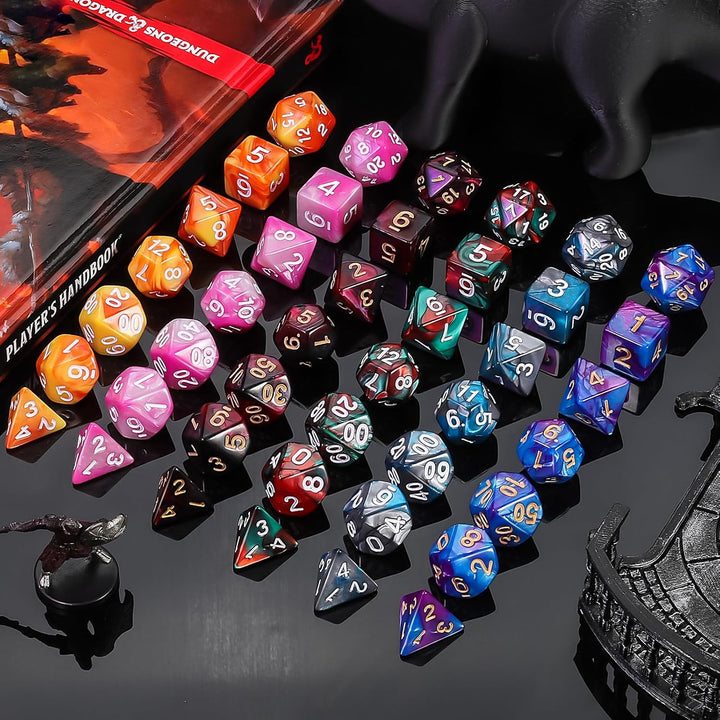 DND Dice Sets - 6 X 7 Polyhedral Dice (42Pcs) with 6 Drawstring Bags for Dungeons and Dragons, RPG, Mtg,Role Playing Table Game