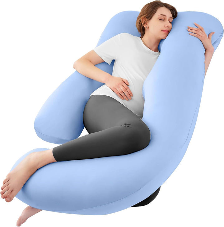 Pregnancy Pillows for Sleeping, U Shaped Cooling Full Body Pillow with Removable Cover, Pregnant Women Must Haves, Maternity Essential, Light Grey