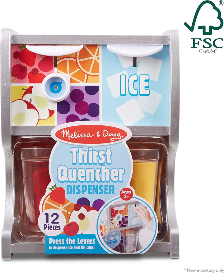 Wooden Thirst Quencher Drink Dispenser with Cups, Juice Inserts, Ice Cubes - FSC Certified