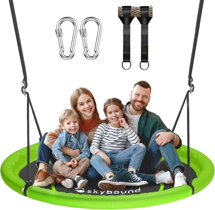 43" Tree Swing 600LB Weight Capacity - Outdoor Waterproof Flying Saucer Swing with Hanging Carabiners