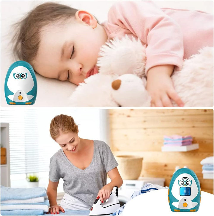 Audio Baby Monitor OL Portable, Talk Back Intercom, Long Range up to 1000 Ft, Temperature Monitoring and Warning, Lullabies, Vibration, LCD Display, 2 Cables 2 Sets of Rechargeable Battery
