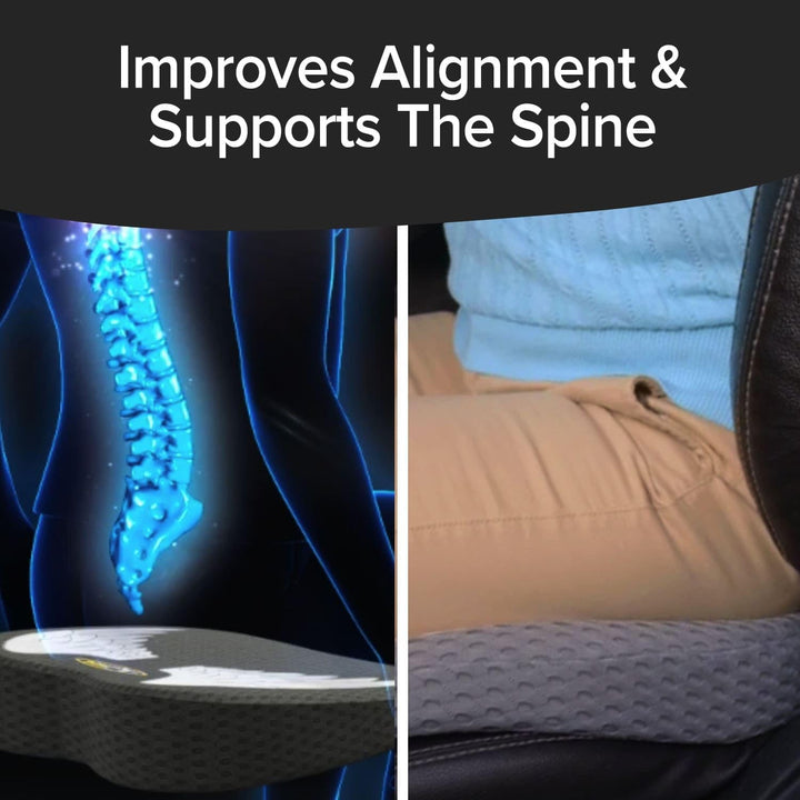 Auto Cushion with Memory Foam, AS-SEEN-ON-TV, Advanced Lumbar Helps Relieve Pressure Points, Molds to Any Body, Drive in Heavenly Comfort in Any Vehicle, Breathable, Washable Cover