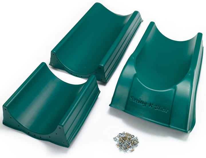 NE 4699-T Super Summit Slide 3 Piece Plastic Scoop Slide for 5' Swing Set Deck Heights, Green