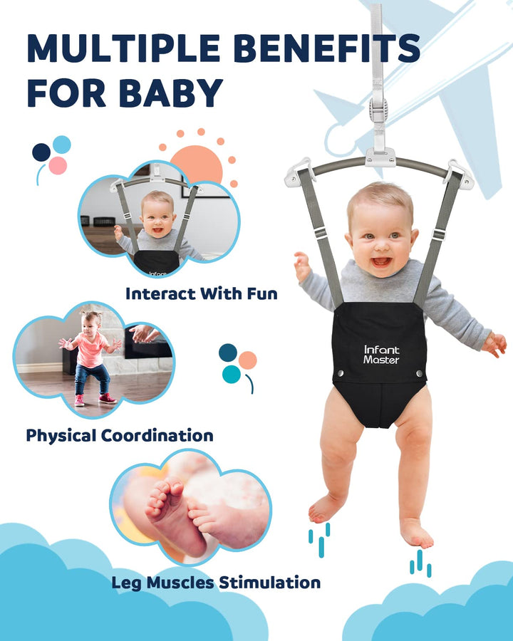Baby Doorway Jumpers, Sturdy Johnny Jumper Adjustable 10.8"-23.6" Strap, Soft Baby Johnny Bouncer W/Seat Bag, Protable Doorway Jumper and Boucer for Baby, Ideal Gift for Infant