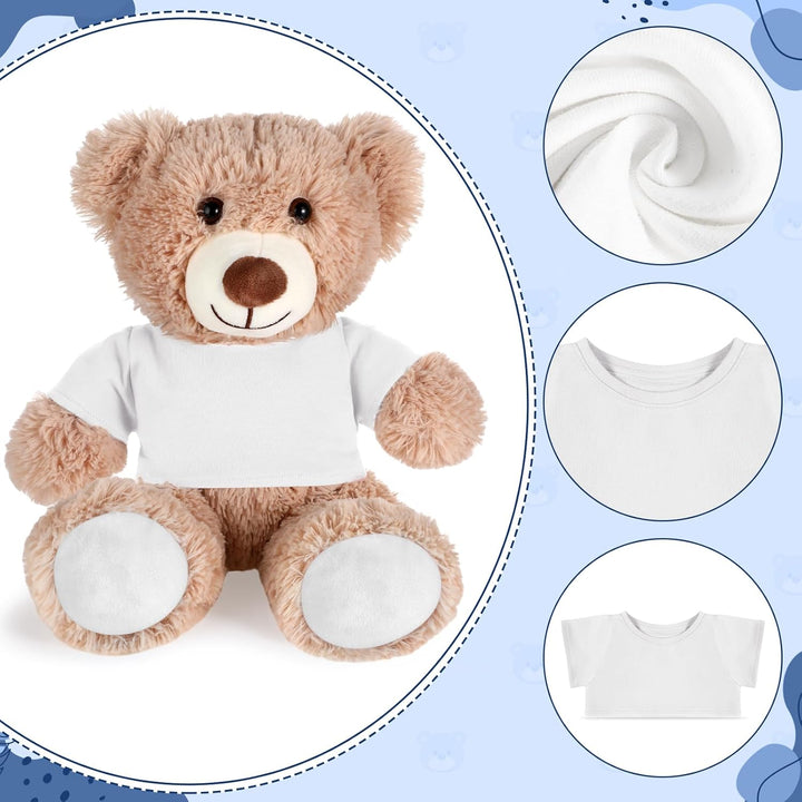 Bear Tee Shirt Fit 14-18Inch Bear Clothes Stuffed Animal Clothes Basic Stuffed Dolls Shirt, White