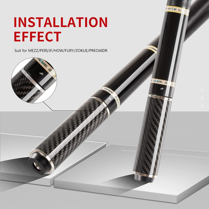 Pool Cue Extension 2'' 3'' 4'' 6'' 8'' 12'' Carbon Fiber Billiard Cue Extension Billiard Accessories for Pool Sticks
