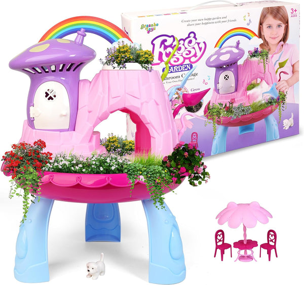 Kids Fairy Garden Kit | Indoor & Outdoor Fairy Toy Gardening Set with House, Mist, Music, Light & Tools | Fairy Garden Kit for Kids to Grow, Play, and Learn | for Girls & Boys of Ages 3 and Up