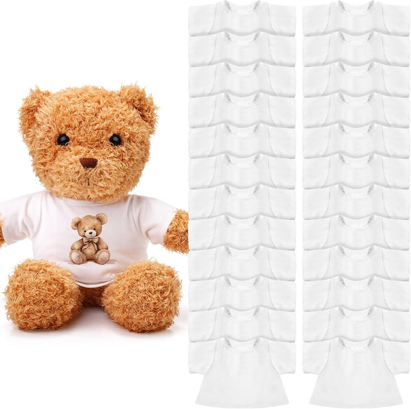 24 Pcs Stuffed Bear Clothes Fit 8-12 Inches Stuffed Dolls Bulk Tshirt Sublimation Blank Stuffed Animal Shirt Plush Bear T Shirt DIY for Giveaways Gift Bags Party
