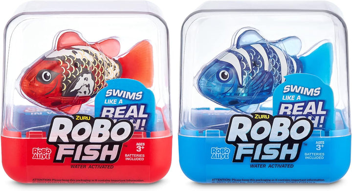 Robo Fish Robotic Swimming Fish (Teal + Orange) by  Water Activated, Changes Color, Comes with Batteries, Amazon Exclusive (2 Pack) Series 3