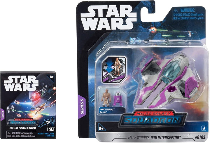 Star Wars Micro Galaxy Squadron Mace Windu’S Jedi Interceptor Mystery Bundle - 3-Inch Light Armor Class and Scout Class Vehicles with Accessories (Amazon Exclusive)