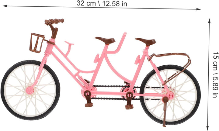 Doll Bicycle Set for Boys and Girls Double Seat Miniature Bike Toy Removable Basket for Boys and Girls Playtime Accessories