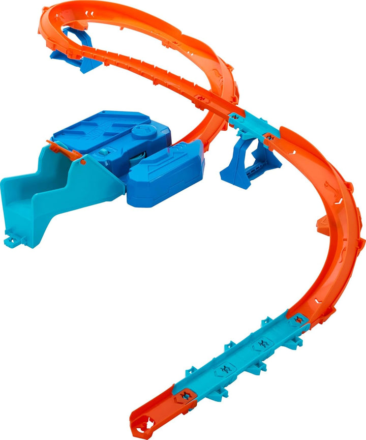 Toy Car Track Set, Deluxe Building Box with Motorized Booster, 1:64 Scale Vehicle, Speed Snap Track, Boosted Jump Speedway