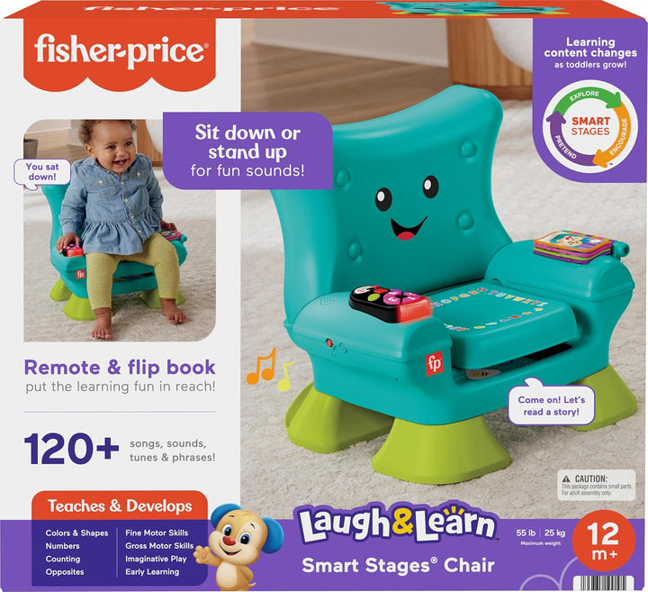 Toddler Learning Toy Laugh & Learn Smart Stages Chair with Music Lights & Activities for Infants Ages 1+ Years, Teal
