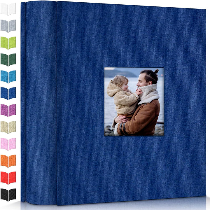 Photo Album 4X6 with 300 Pockets,Slip-In Picture Albums,Linen Cover Memory Book with Front Window,White Page Vertical Photo Book for Wedding,Family,Anniversare,Baby,Vacation
