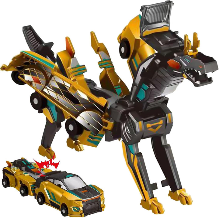 2-In-1 Collision Transformation Dinosaur Car Toy |Magnetic Cars Convertible Robot Toys|Dinosaurtoys for Kids 3-5 Ideal Christmas Birthday Gift for Boys and Girls (Blue)