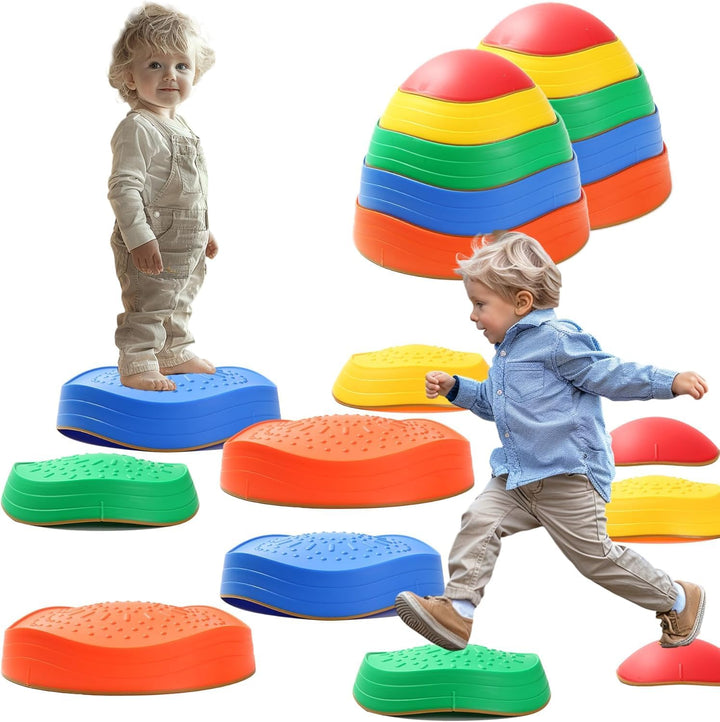 Balance Stepping Stones for Kids, Non-Slip Toddlers Sensory Toys Outdoor or Indoor Play, Promoting Motor Skills and Confidence, Obstacle Course Coordination Toys for Children Age 3 4 5 6 7+