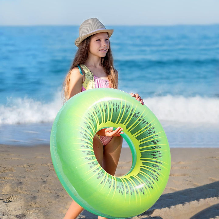 6 Pack Pool Floats Kids, Pool Swim Tubes Rings(4 Pack) - 4Pcs Inflatable Big Floaties Beach Swimming Toys with 2Pcs Beach Balls for Adults Raft Floaties Toddlers