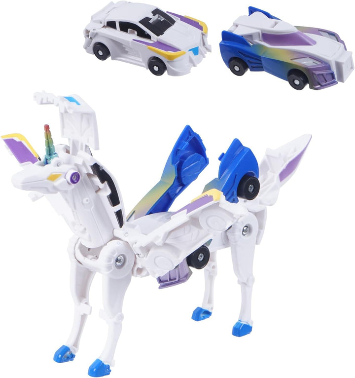 The Ultimate Unicorn Car Toy！Two Children'S Car Robots Collide with Magnetic Transformation to Make the Mysterious Game of Unicorn Robots！Best Gift for Your Child'S Birthday！