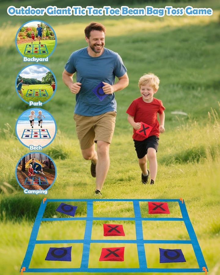 Outdoor Giant Tic Tac Toe Games for Kids Adults and Family, Large Carnival Yard Lawn Bean Bag Toss Game outside Field Day Birthday Party Backyard Easter Fall Festival Beach Fun Games