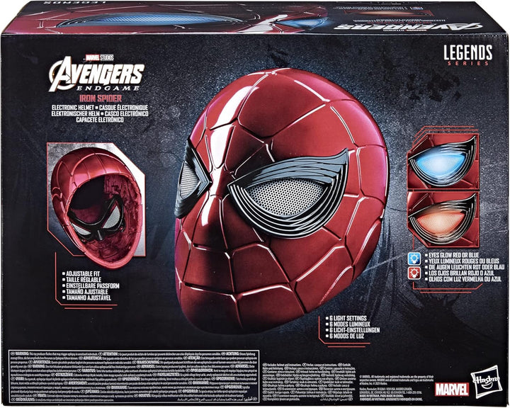 Marvel Legends Series Iron Spider Electronic Helmet with Glowing Eyes, 6 Light Settings and Adjustable Fit , Red