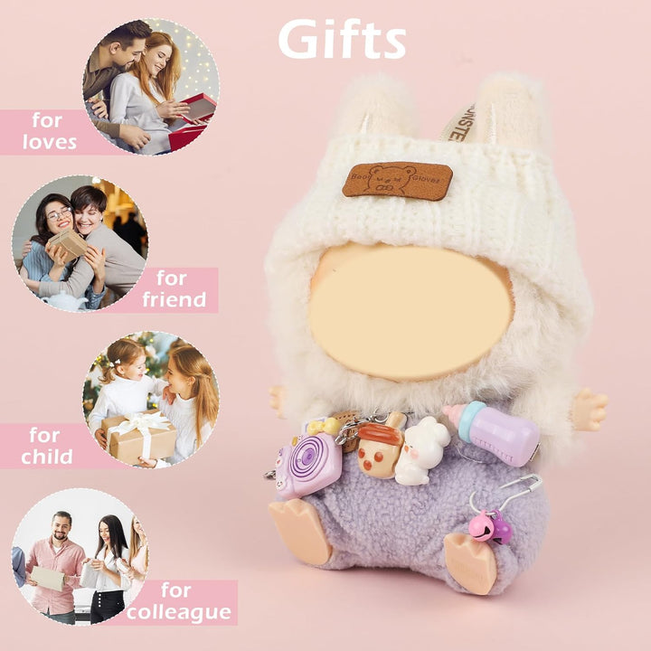 Doll Clothes for Labubu, 17Cm/15Cm Dolls Outfit Set , Luxury Chic Style High-End Fashion Suitable Accessories (No Doll)(Purple)