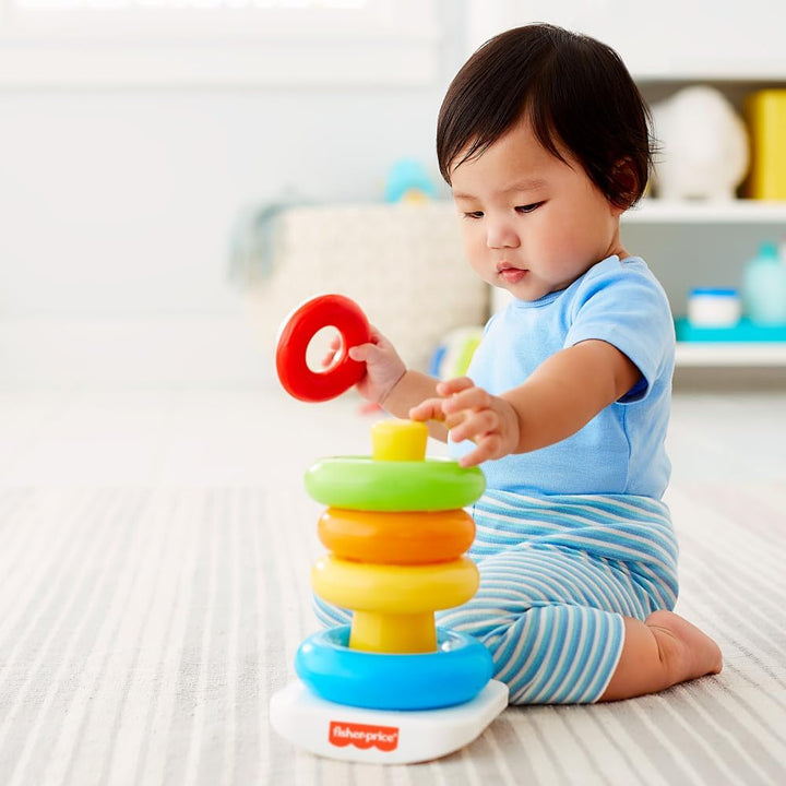 Baby Stacking Toy Rock-A-Stack, Roly-Poly Base with 5 Colorful Rings for Ages 6+ Months