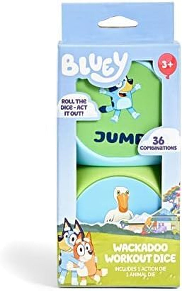 BLUEY Wackadoo Dice Imagination Act Out the Action Game | Family Game Night for All Ages | Creative and Engaging Fun for All Featuring Bluey and Bingo with 36 Unique and Silly Combinations