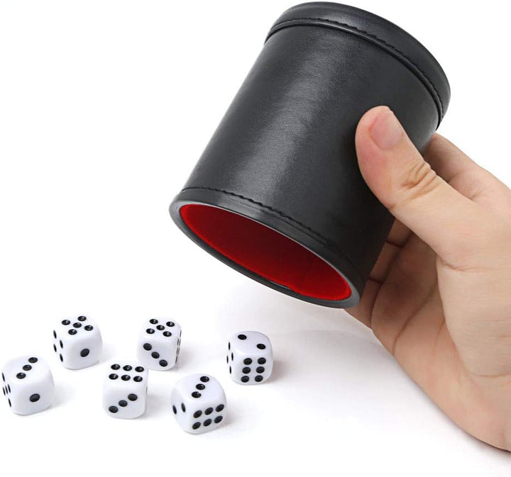 Felt Lined Professional Dice Cup - with 6 Dices Quiet for Yahtzee Game